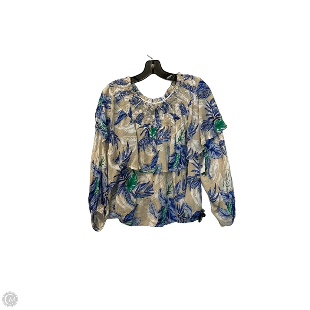 Top 3/4 Sleeve By Cupio In Blue & Cream, Size: S