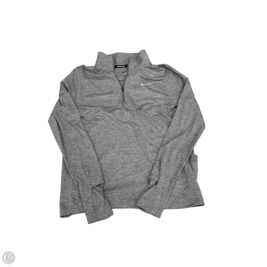 Athletic Top Long Sleeve Collar By Nike In Grey, Size: S