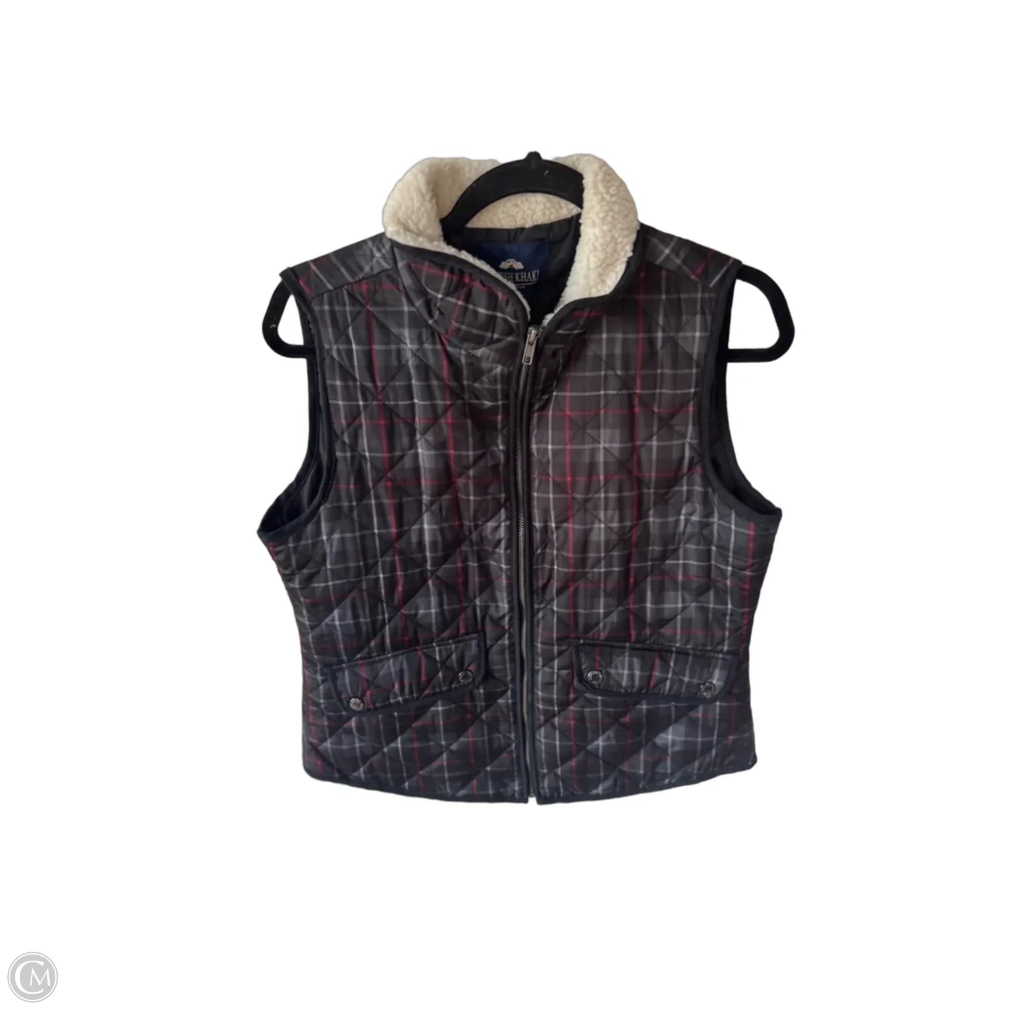 Vest Puffer & Quilted By British Khaki In Grey & Red, Size: M