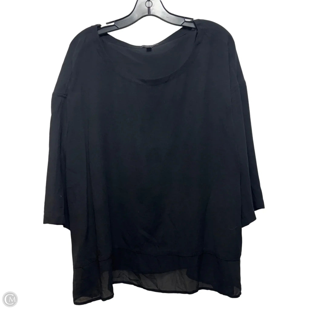 Top Short Sleeve By Eileen Fisher In Black, Size: Xl