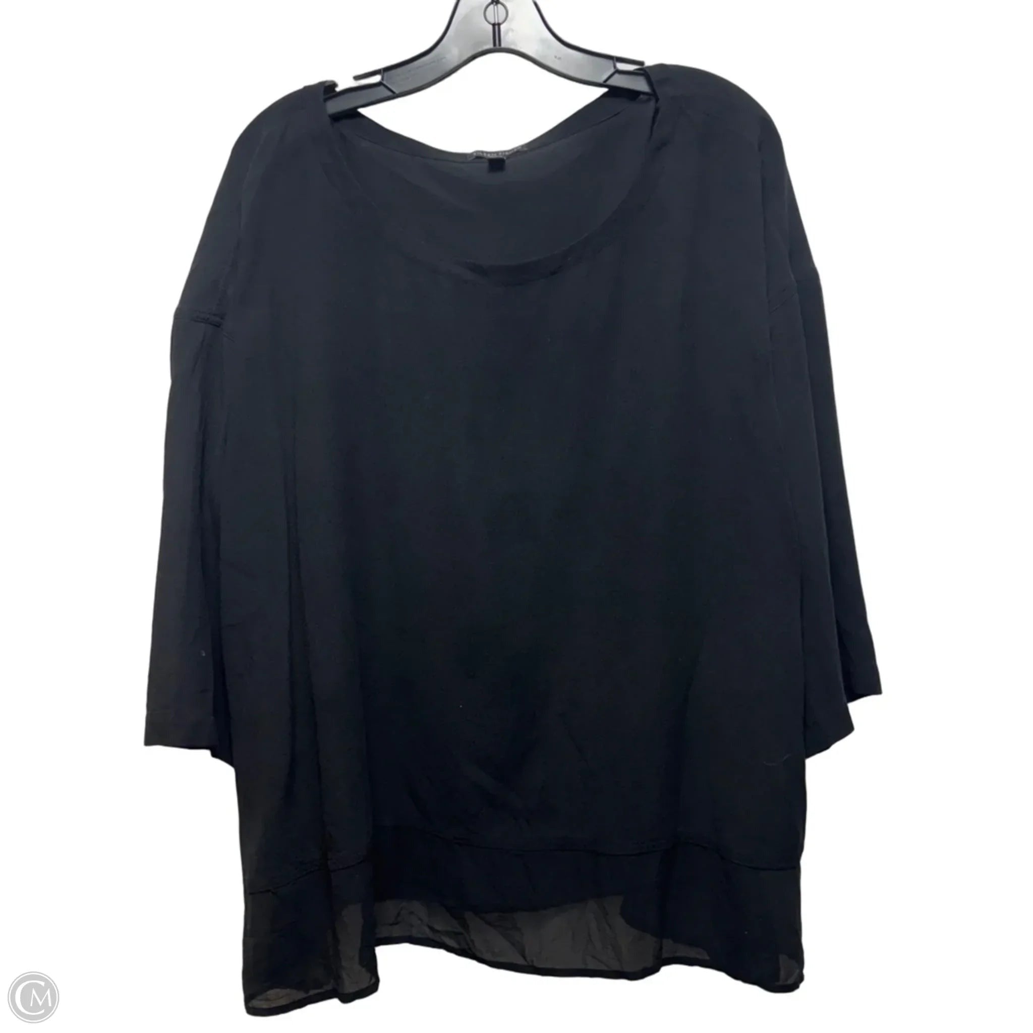 Top Short Sleeve By Eileen Fisher In Black, Size: Xl