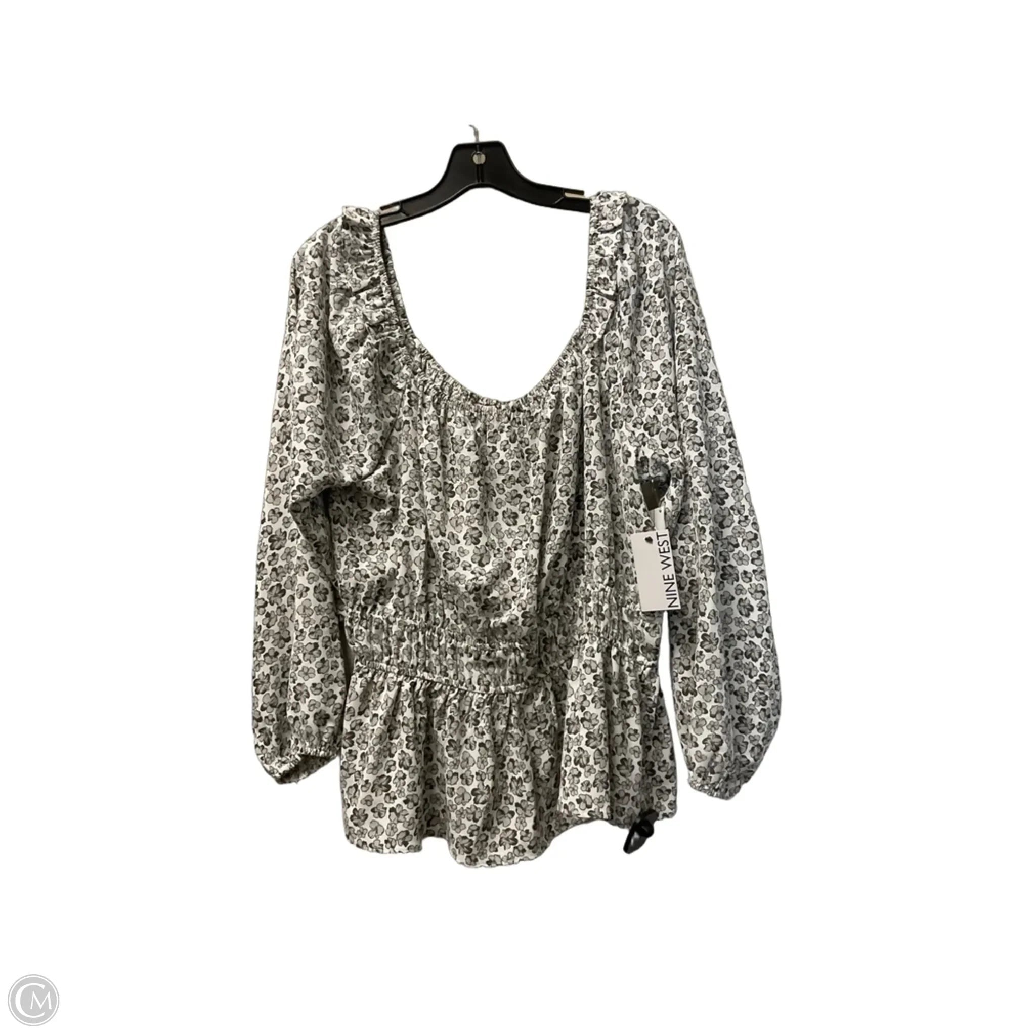Top Long Sleeve By Nine West In Grey, Size: L