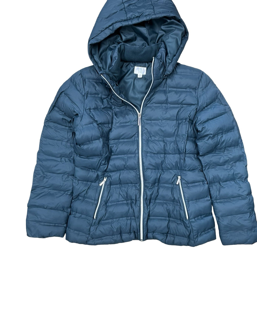 Coat Puffer & Quilted By Time And Tru In Teal, Size:M