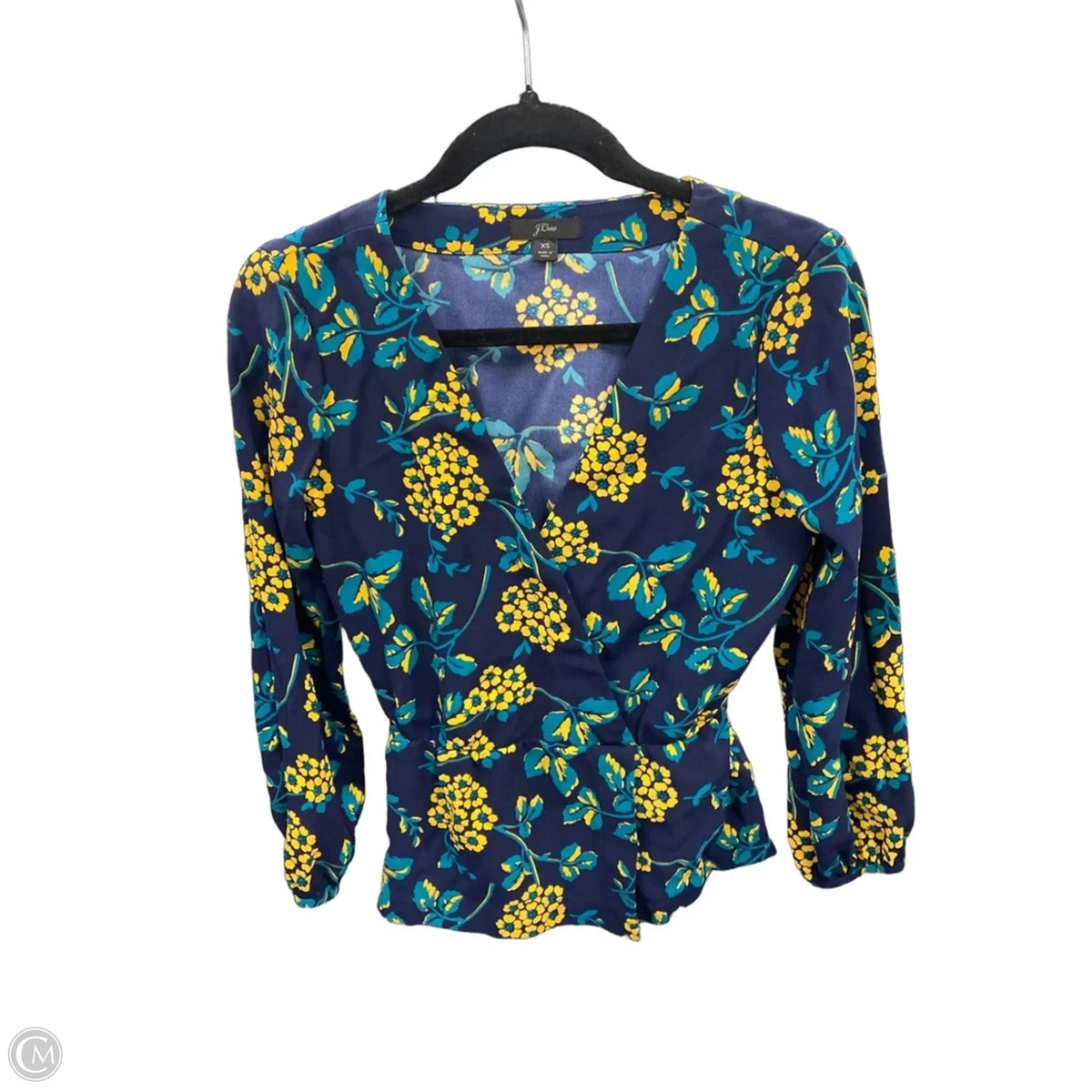 Blouse Long Sleeve By J. Crew In Blue & Yellow, Size: Xs