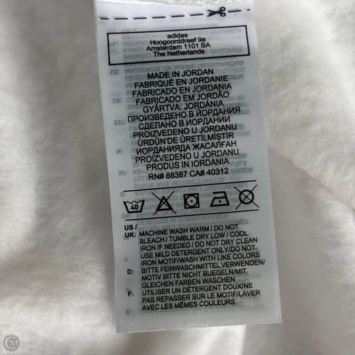 Athletic Top Long Sleeve Hoodie By Adidas In White, Size: Xl