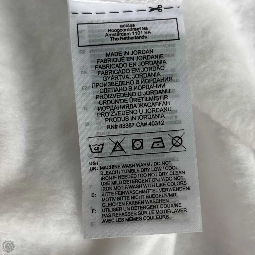 Athletic Top Long Sleeve Hoodie By Adidas In White, Size: Xl