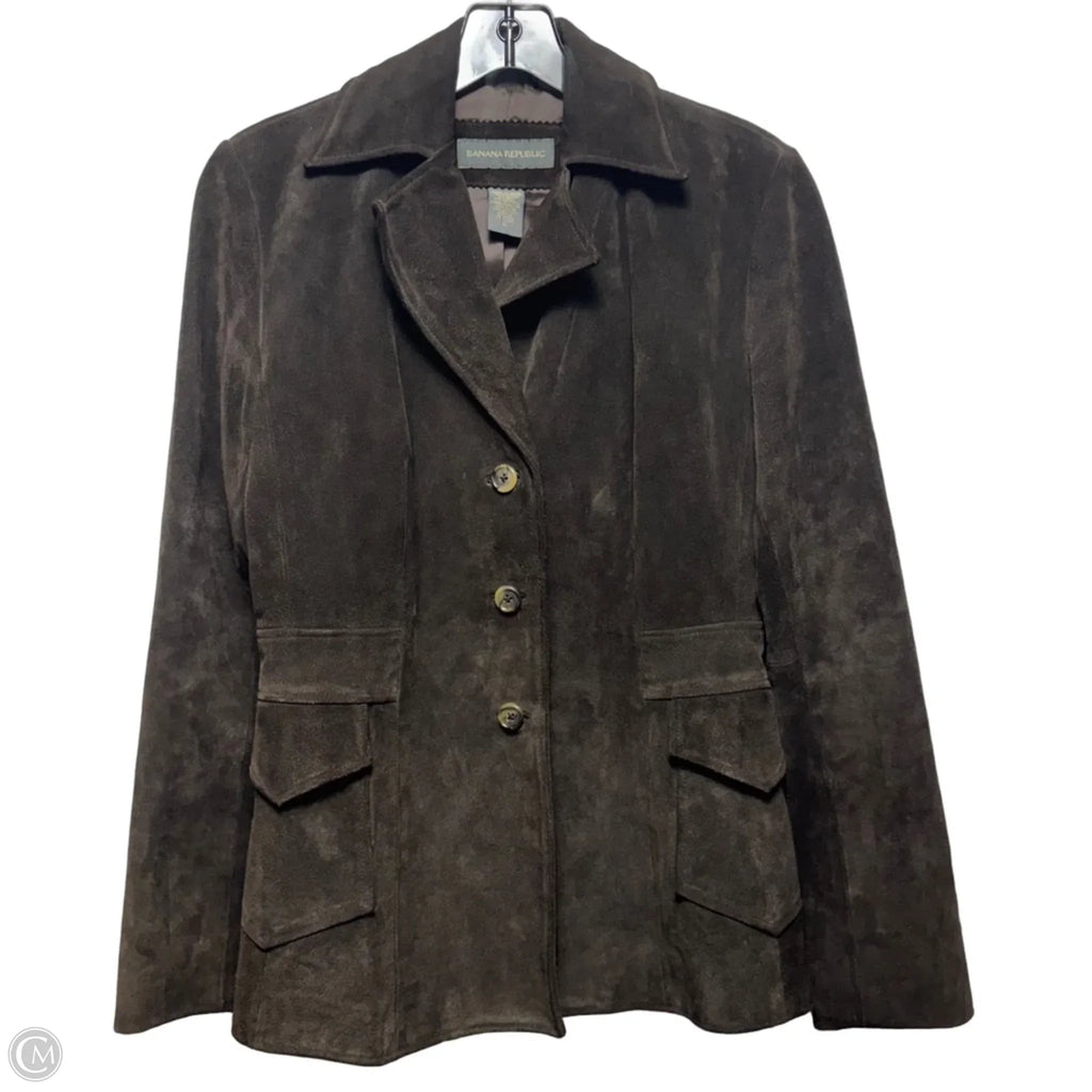 Jacket Leather By Banana Republic In Brown, Size: S