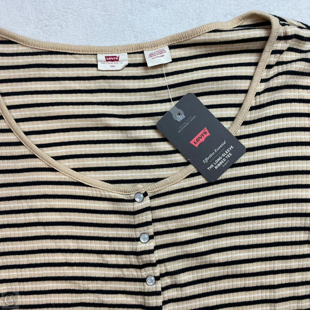 Top Long Sleeve Basic By Levis In Striped Pattern, Size: Xxl