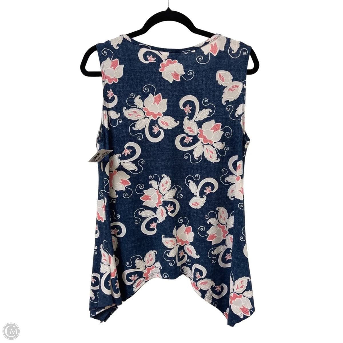 Top Sleeveless By Sjs In Blue & White, Size: L