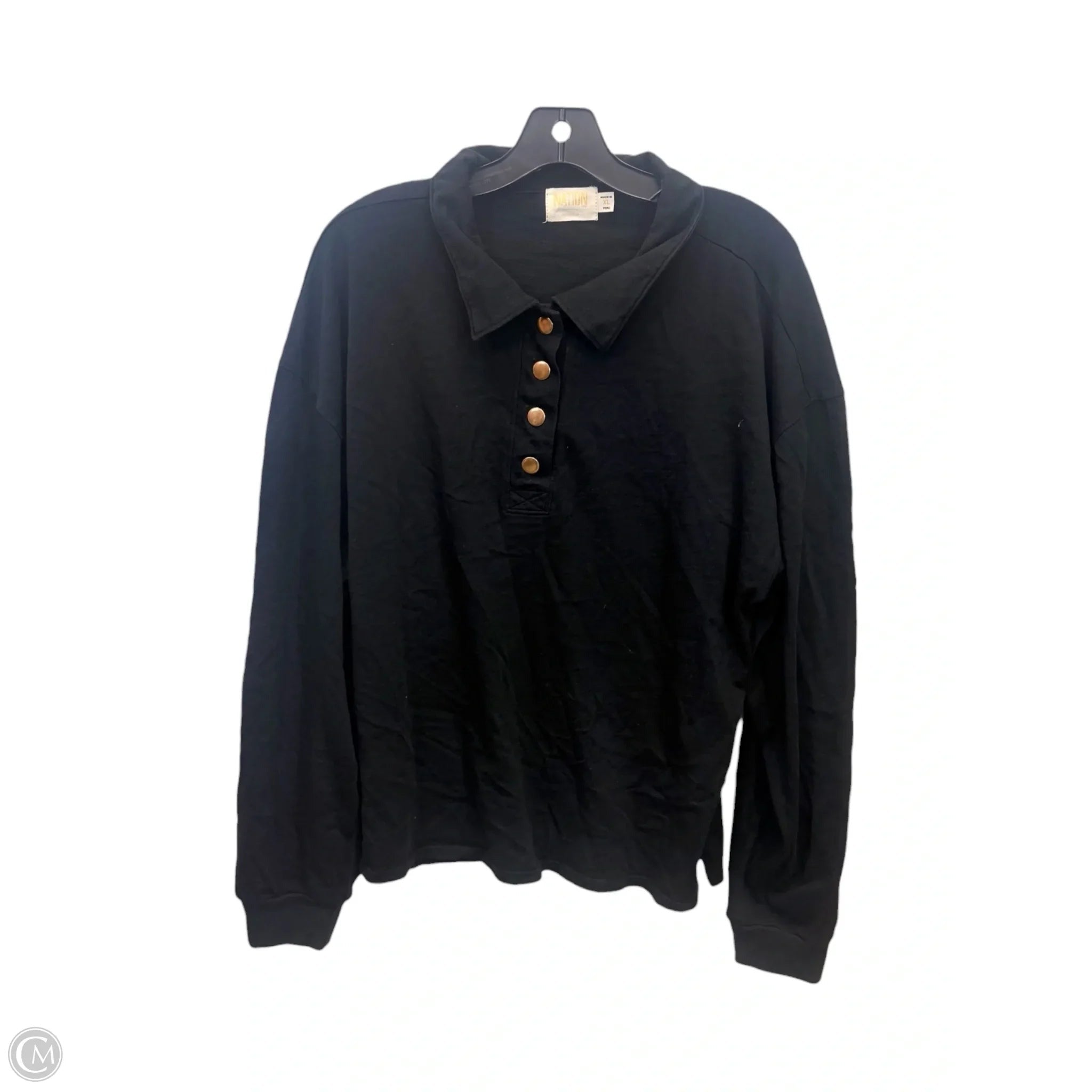 Top Long Sleeve By Nation In Black, Size: Xl