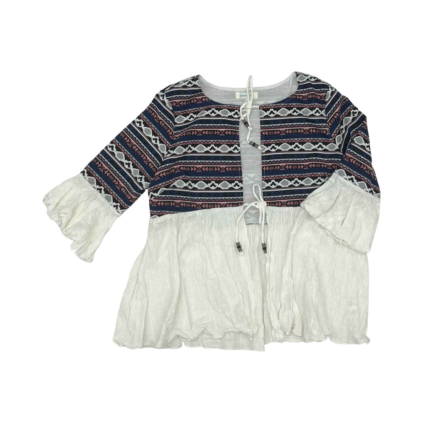 Kimono By Grace & Lace In Blue & Red & White, Size:M