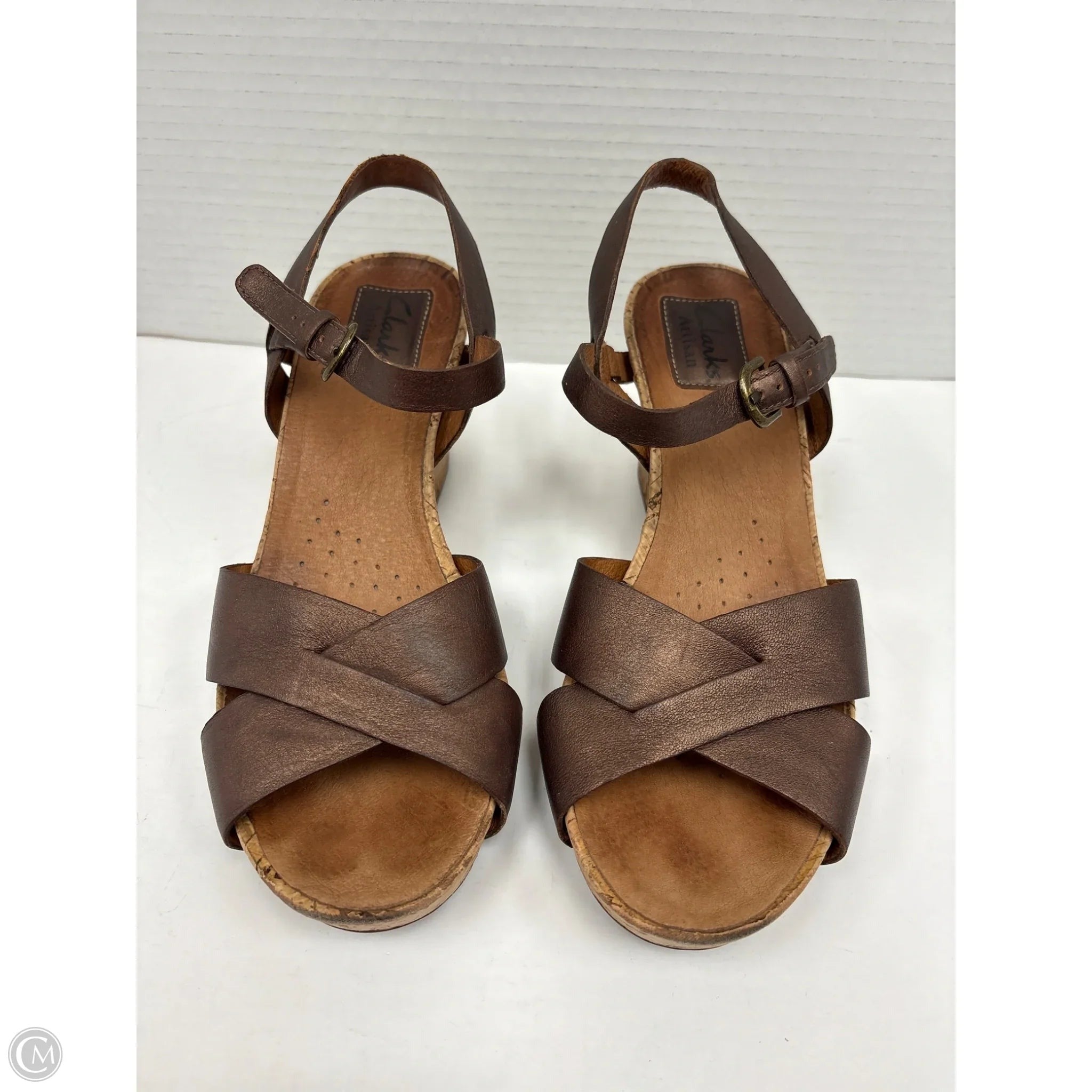 Sandals Heels Block By Clarks In Brown, Size: 7