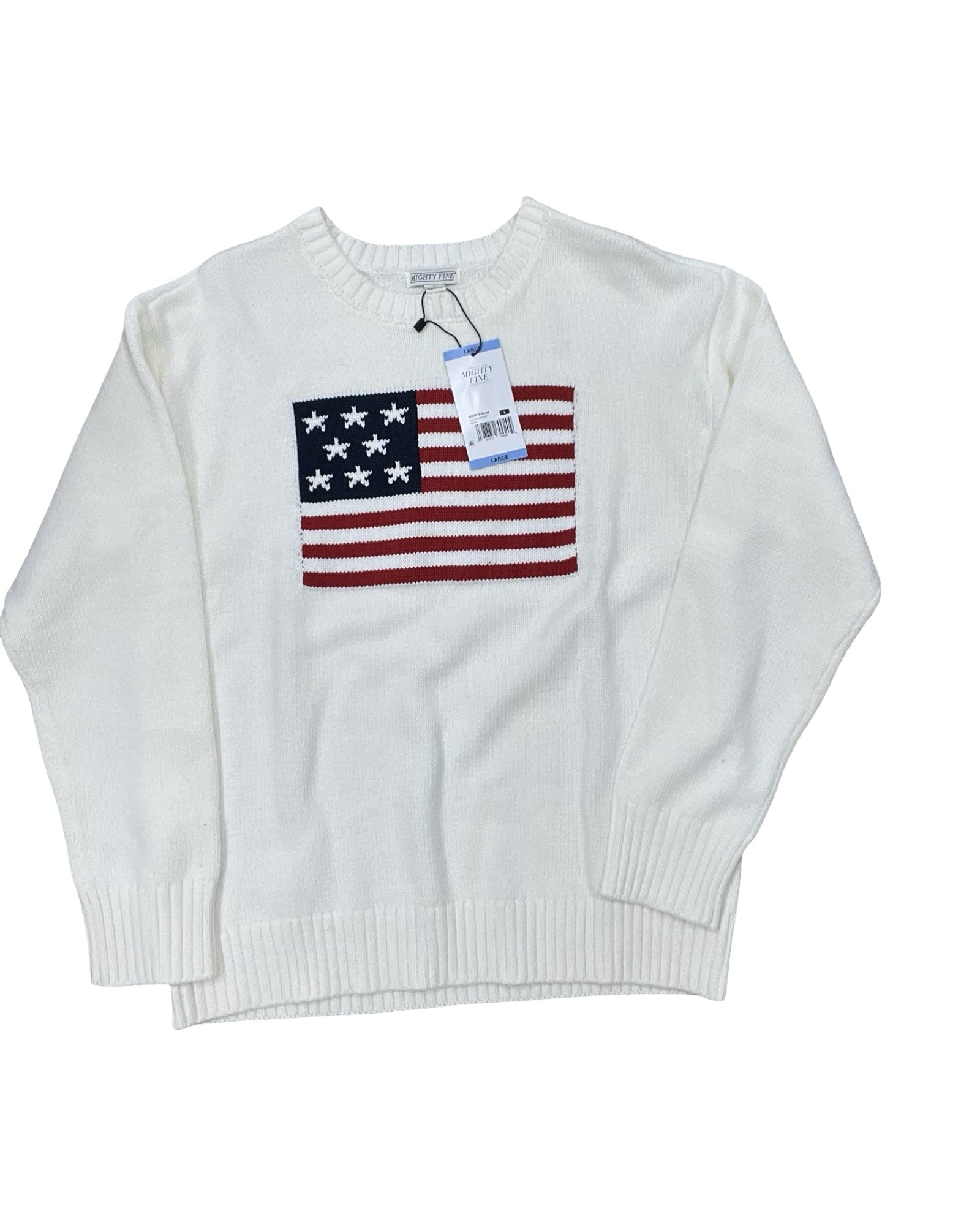 Sweater By Mighty Fine In White, Size:L
