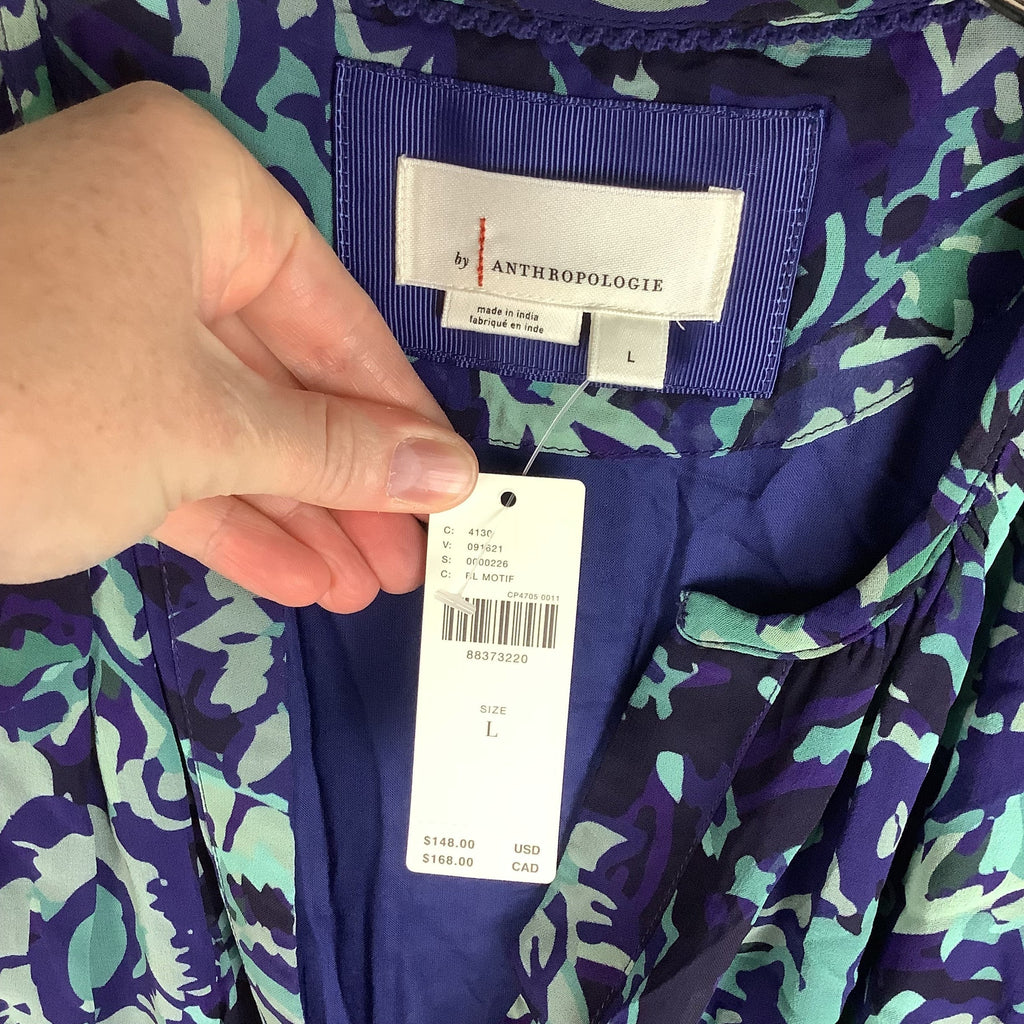 Dress Party Midi By Anthropologie In Blue & Green, Size: L
