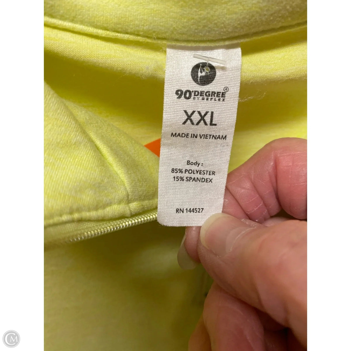 Athletic Top Long Sleeve Collar By 90 Degrees By Reflex In Yellow, Size: Xxl