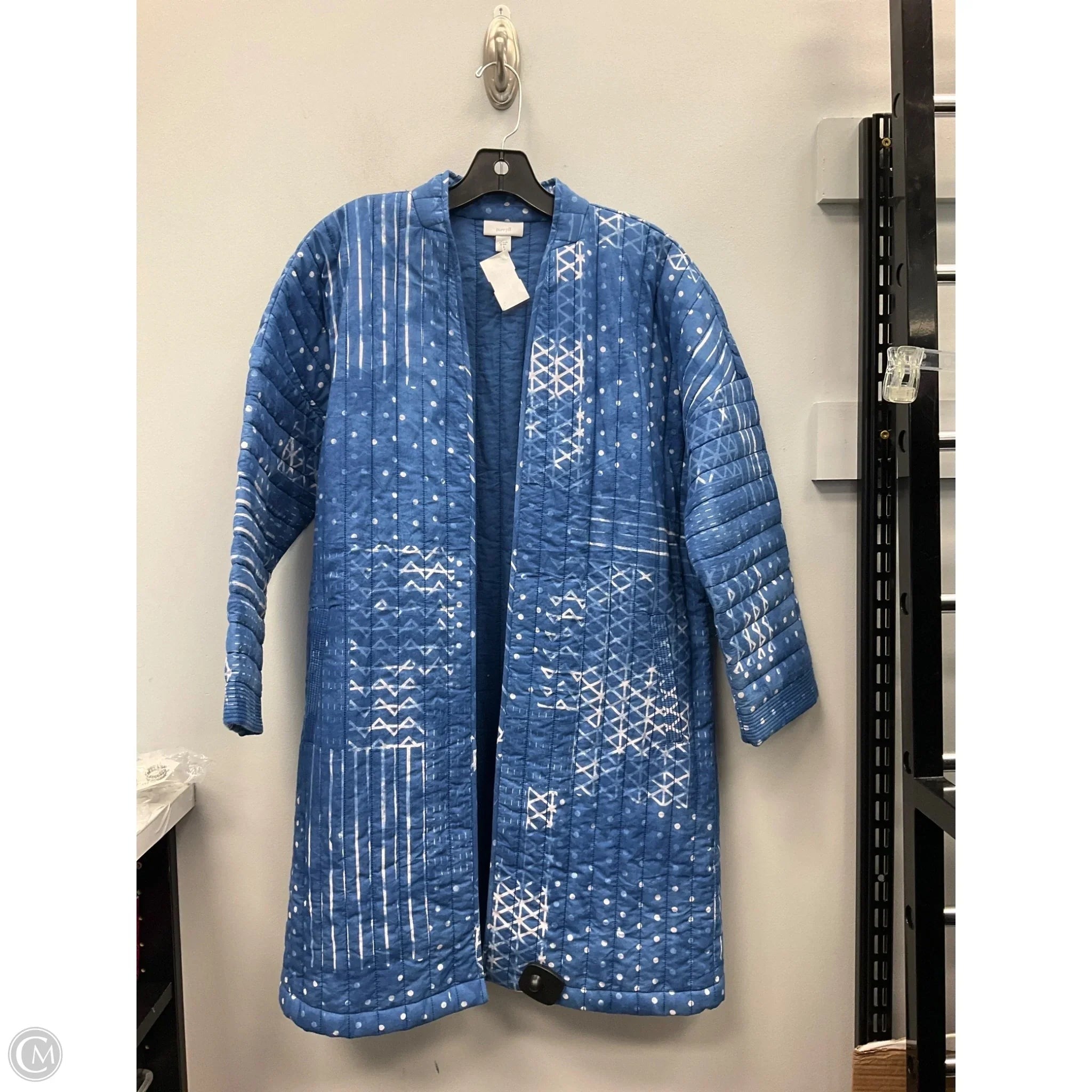 Jacket Puffer & Quilted By Pure Jill In Blue & White, Size: M