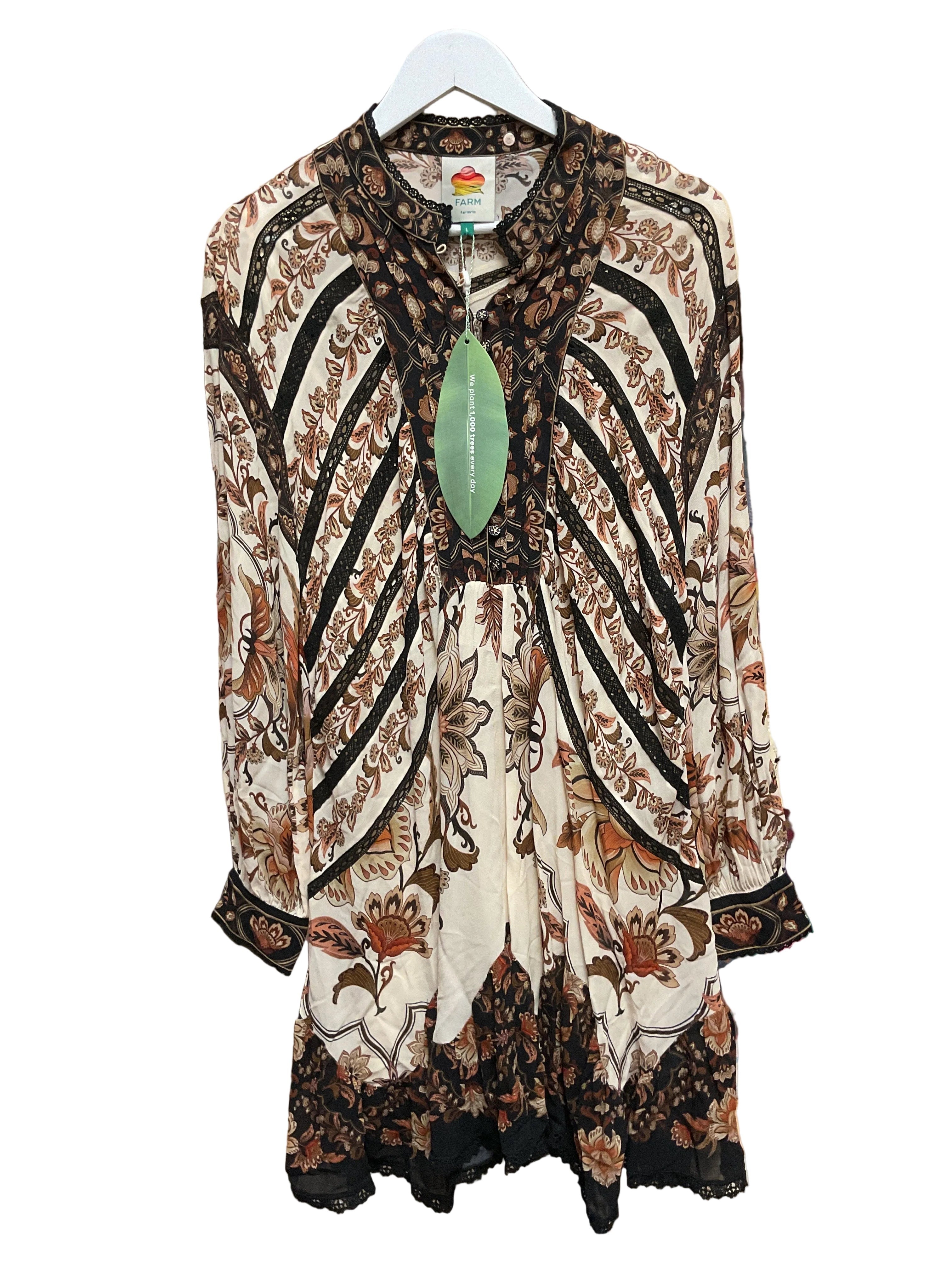 Dress Designer By Farm Rio In Black & Cream, Size:L