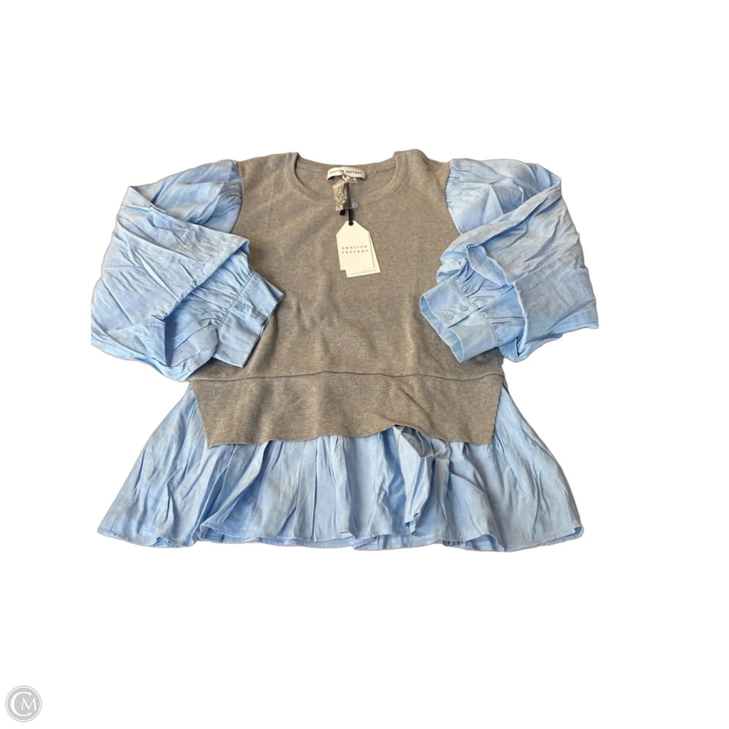 Top Long Sleeve By English Factory In Blue & Grey, Size: M
