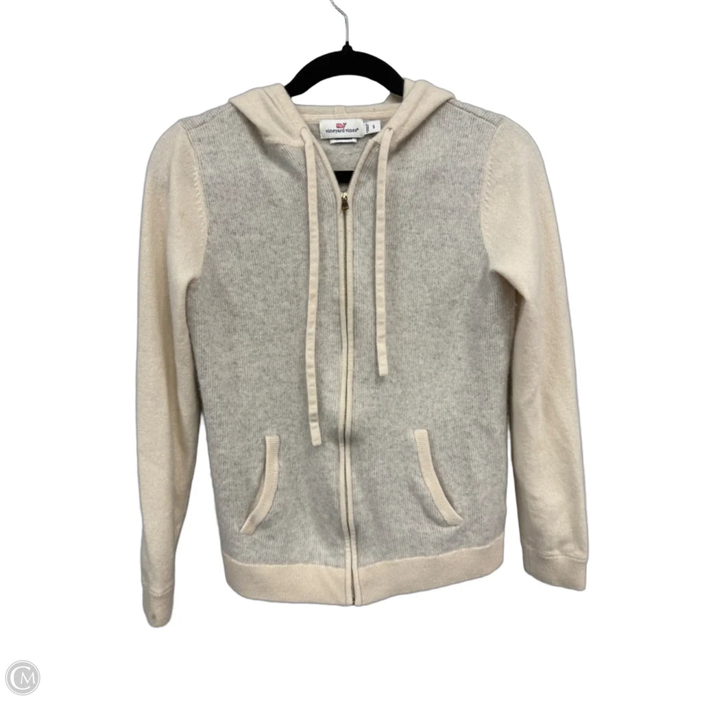 Sweater Cardigan Cashmere By Vineyard Vines In Cream & Grey, Size: S