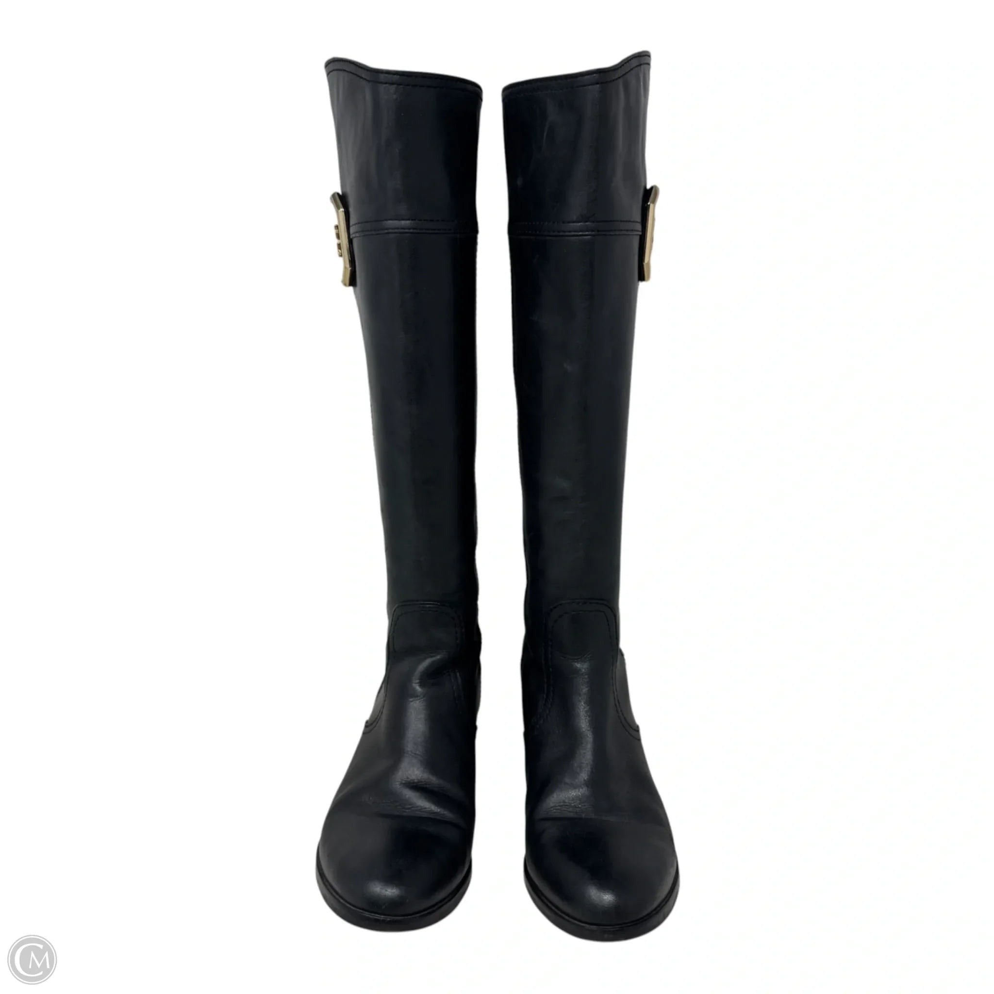 Leather Riding Boots Designer By Tory Burch In Black, Size: 7.5