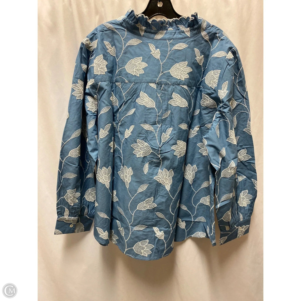 Top Long Sleeve By Talbots In Blue, Size: 2x