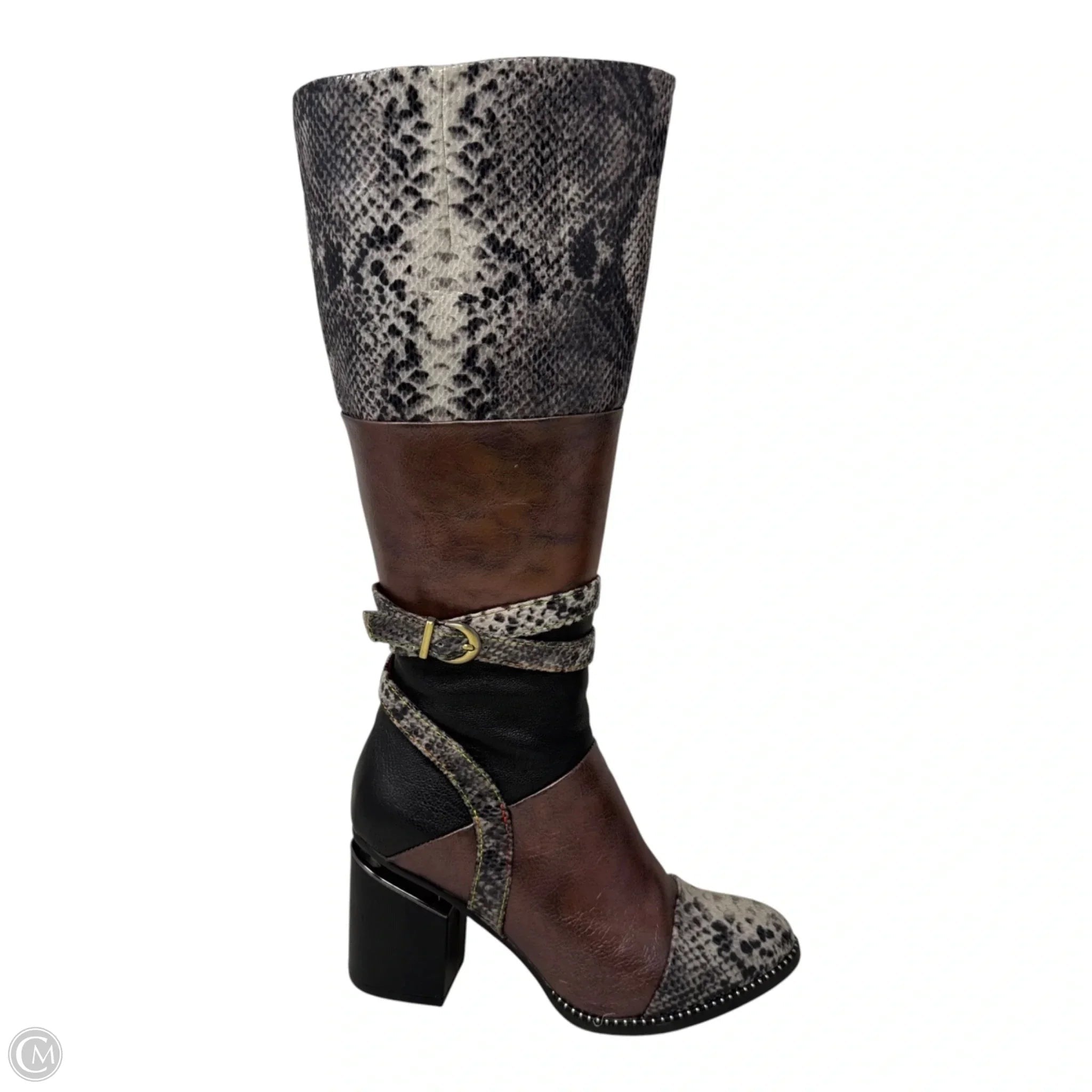 Exguisitie Boots Knee Heels By Spring Step In Snakeskin Print, Size: 37