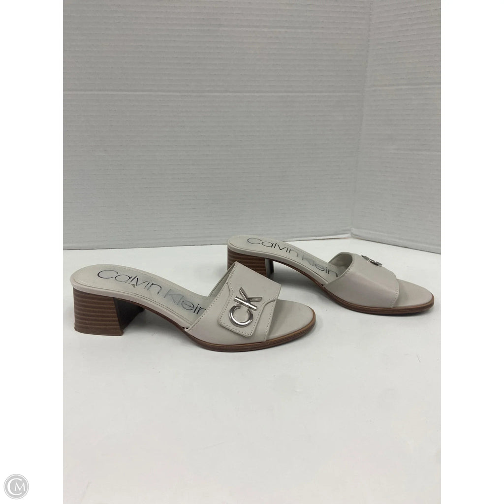 Sandals Heels Block By Calvin Klein In Grey, Size: 7