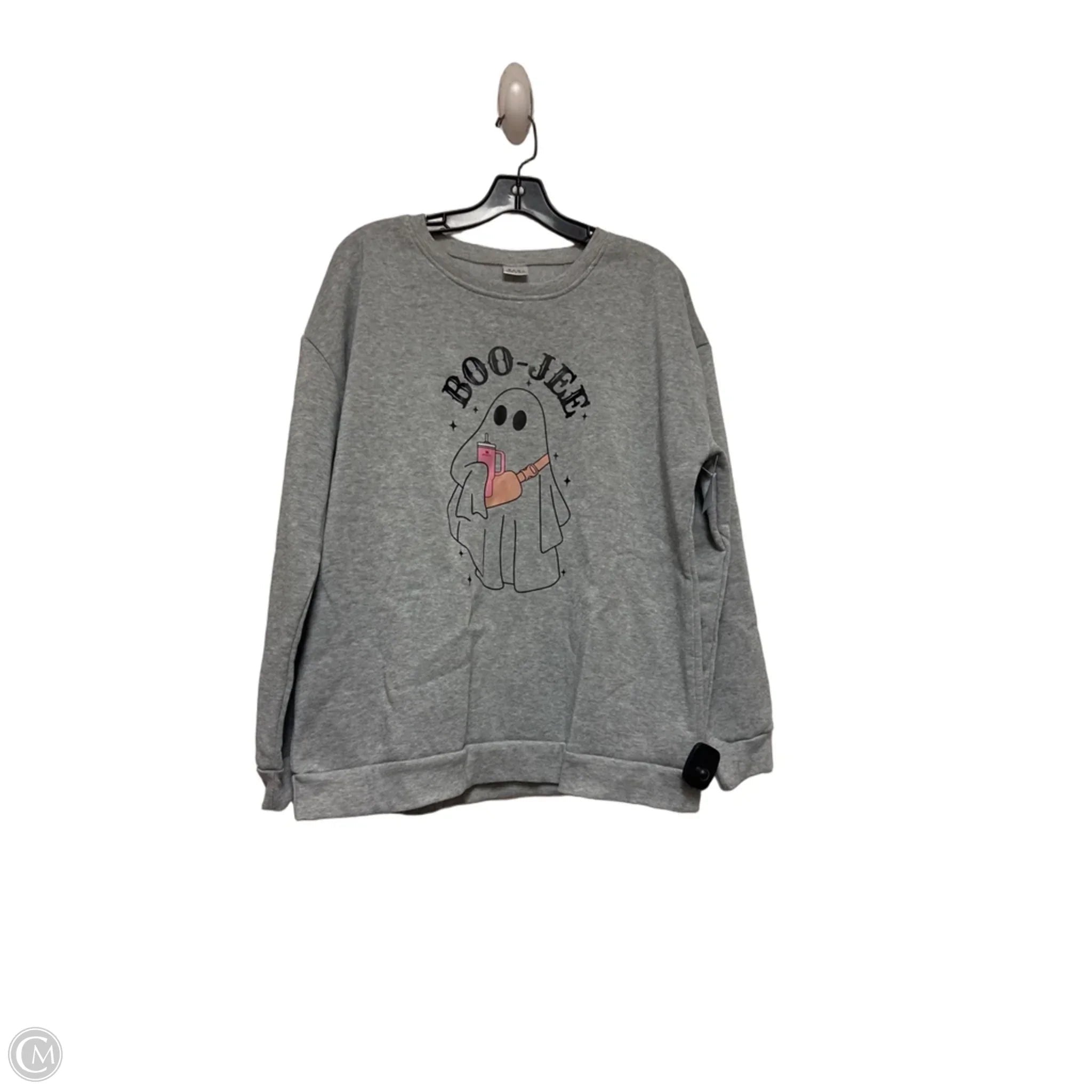 Sweatshirt Crewneck By Clothes Mentor In Grey, Size: L