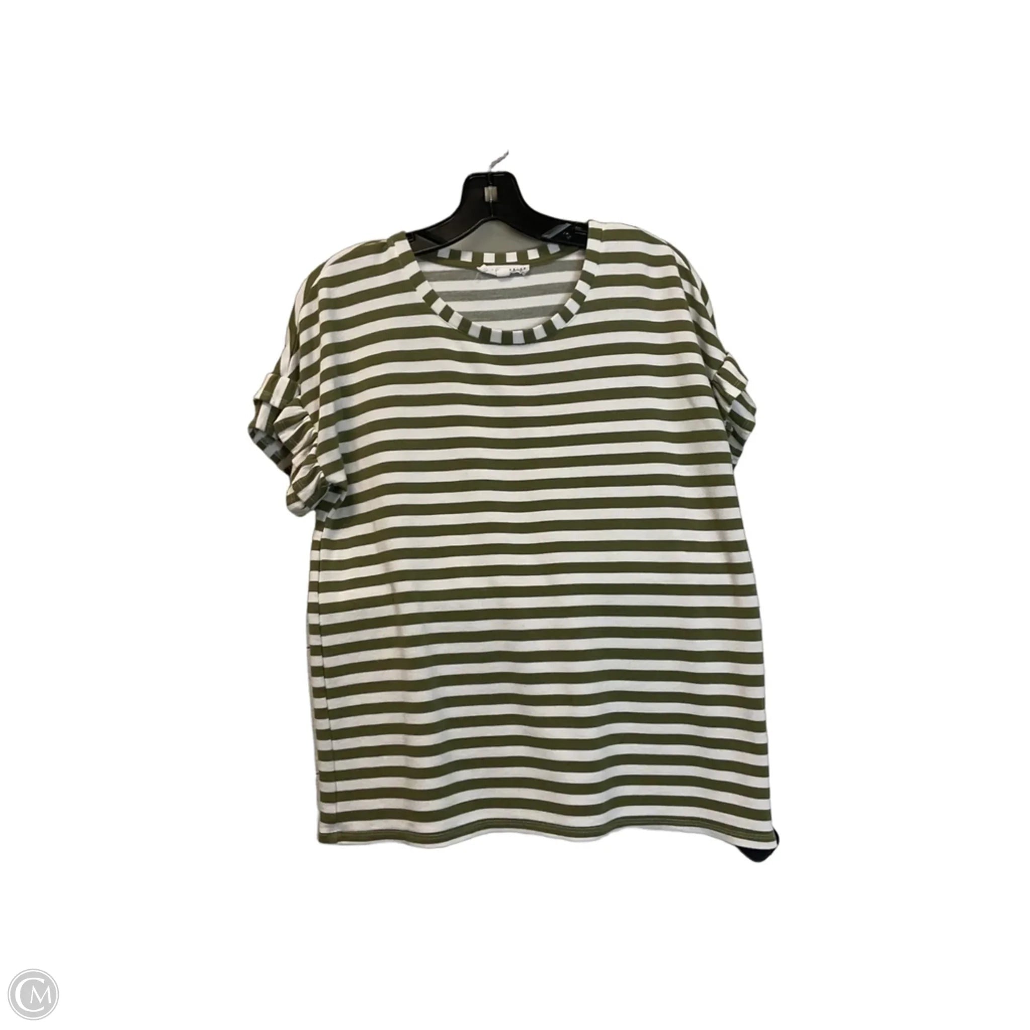 Top Short Sleeve By Jane And Delancey In Green & White, Size: M