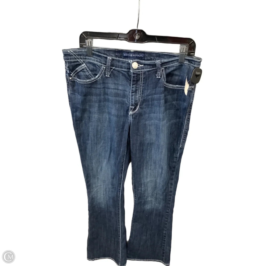 Jeans Flared By Rock And Republic In Blue Denim, Size: 14