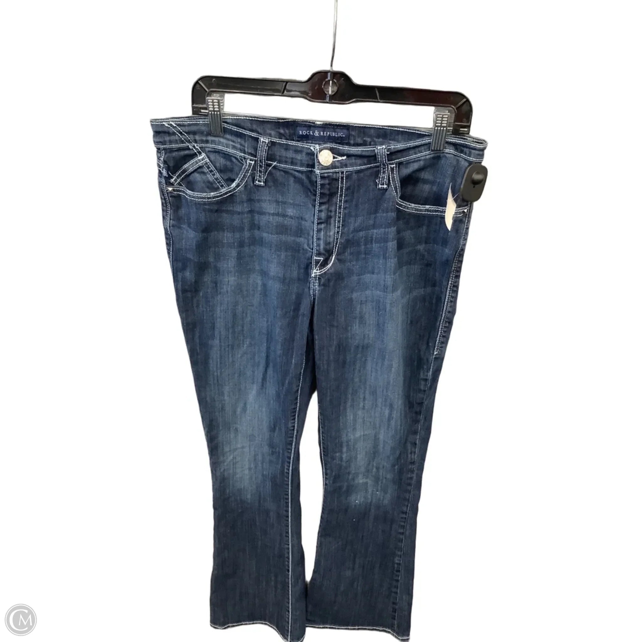Jeans Flared By Rock And Republic In Blue Denim, Size: 14