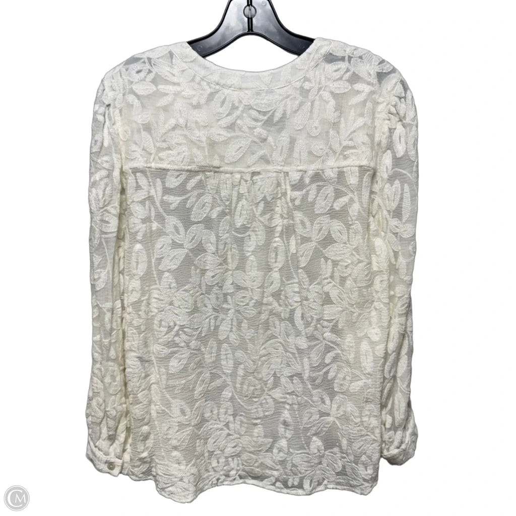 Embroidered Top Long Sleeve By Chicos In Cream, Size: 12