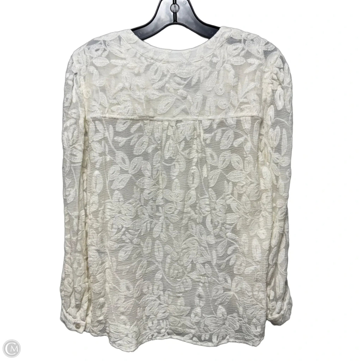 Embroidered Top Long Sleeve By Chicos In Cream, Size: 12