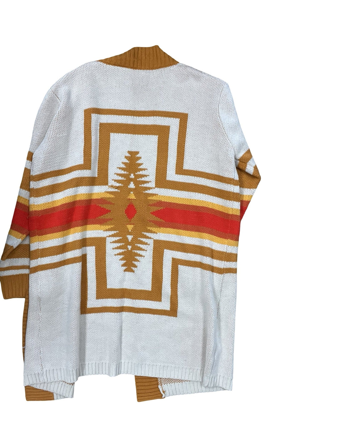 Sweater Cardigan By Clothes Mentor In Cream & Orange, Size:M