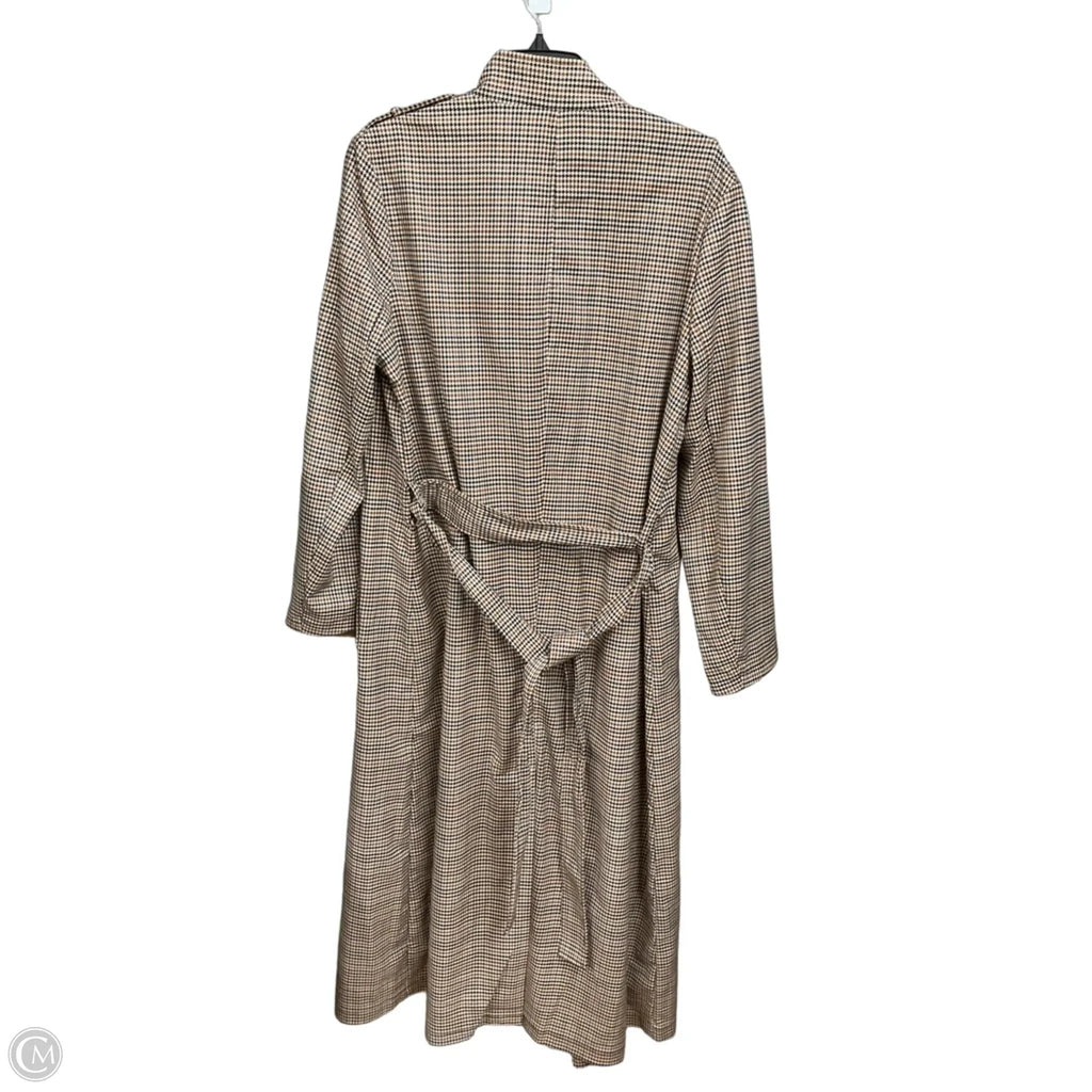 Coat Trench Coat By Worthington In Plaid Pattern, Size: L