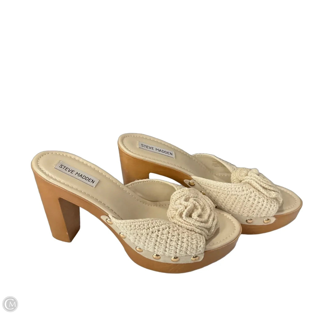 Sandals Heels Block By Steve Madden In Beige, Size: 10