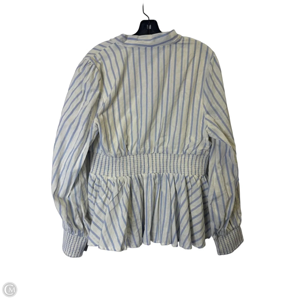 Top Long Sleeve By Maeve In Blue & Cream, Size: Xl