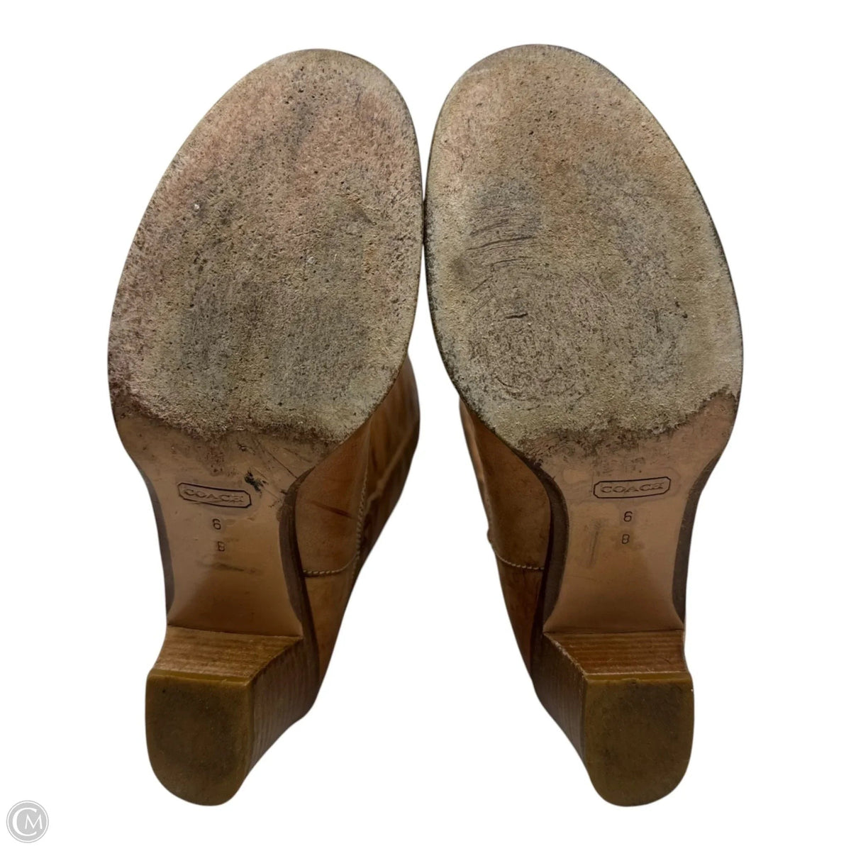 AS IS Sara Turnlock Boots Designer By Coach In Tan, Size: 6