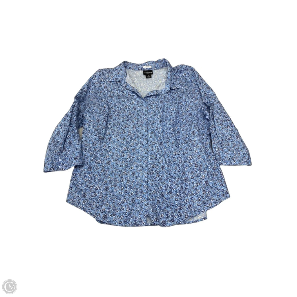Top 3/4 Sleeve By Liz Claiborne In Floral Print, Size: 2x