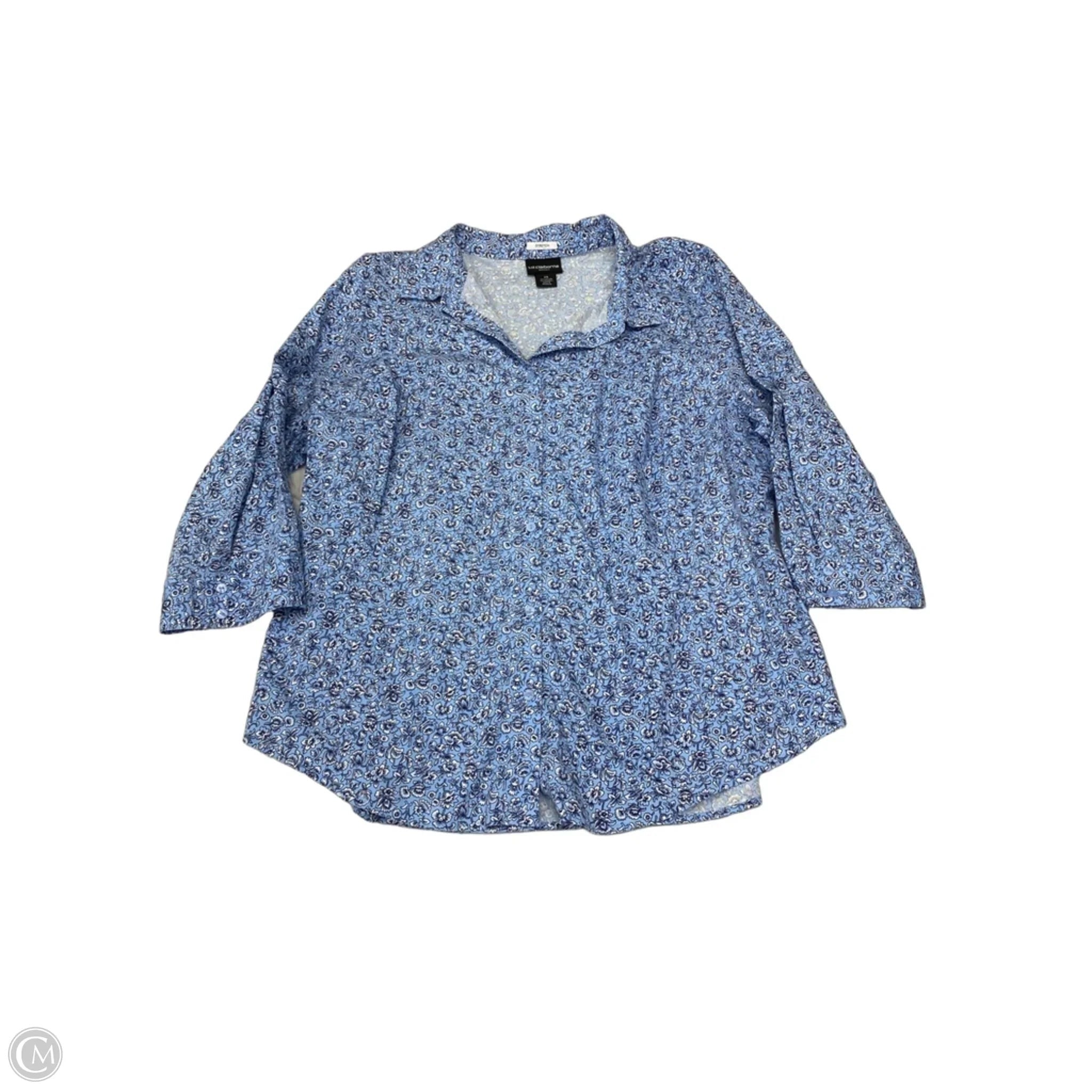 Top 3/4 Sleeve By Liz Claiborne In Floral Print, Size: 2x