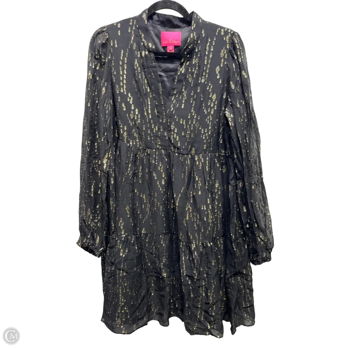 Dress Designer By Lilly Pulitzer In Black & Gold, Size: M