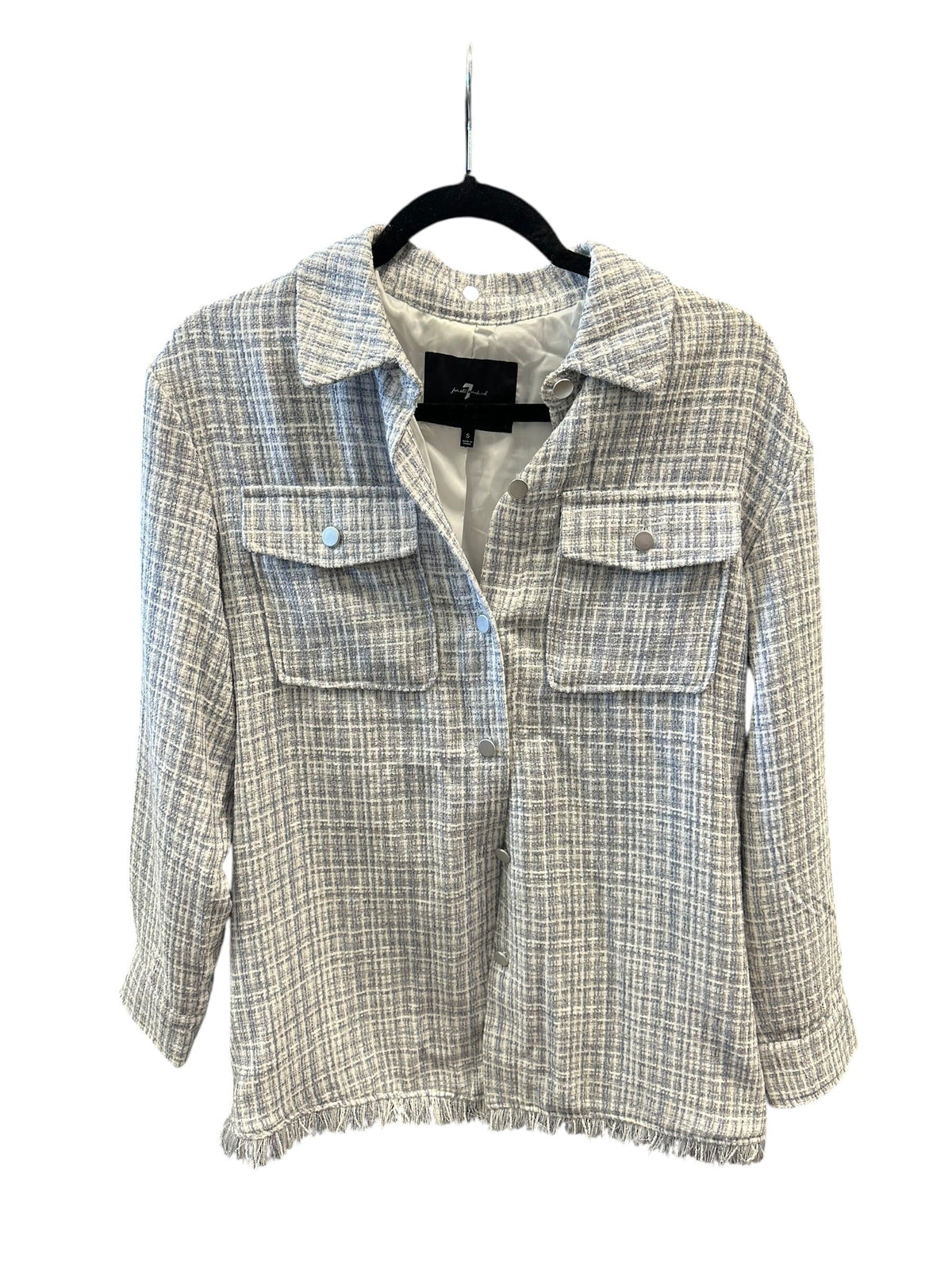 Jacket Shirt By 7 For All Mankind In Blue & White, Size:S