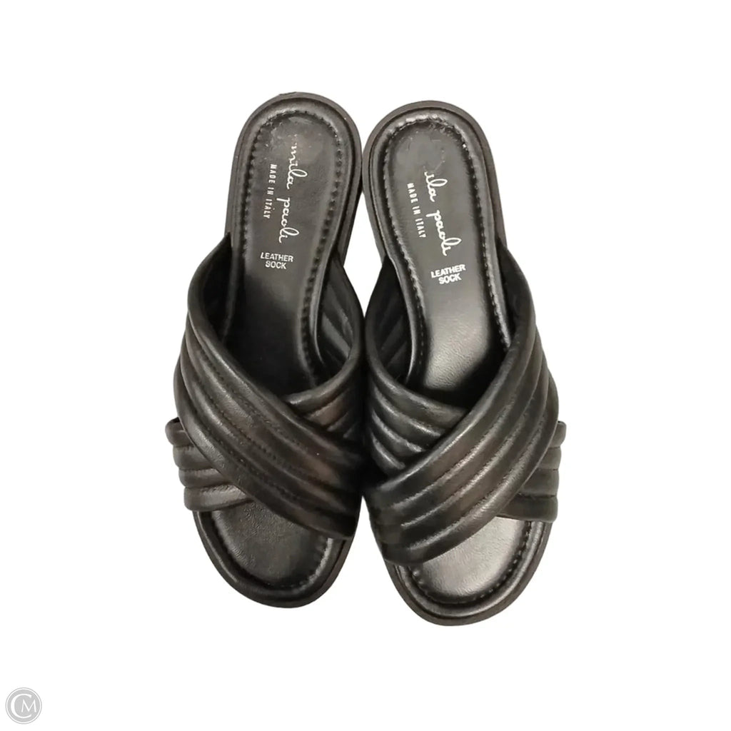 Sandals Flats By Clothes Mentor In Black, Size: 7.5