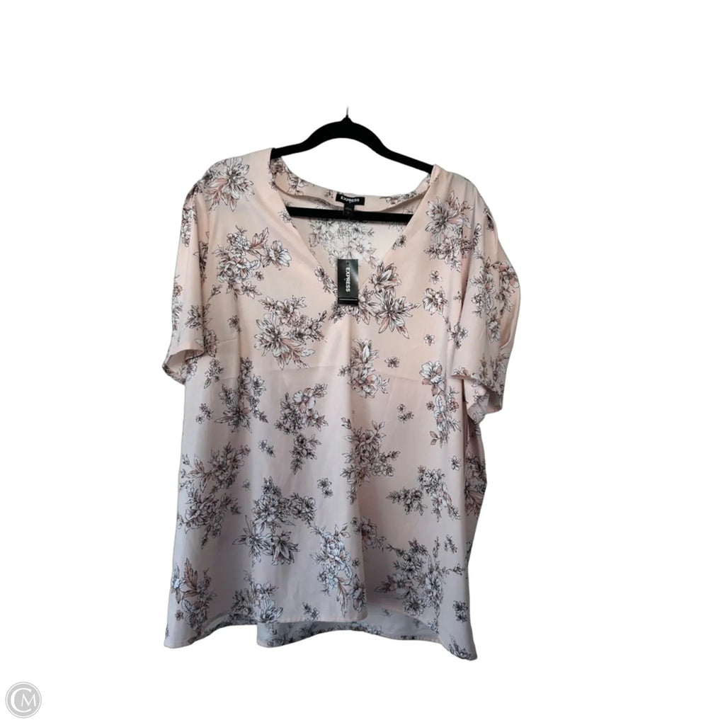 Top Short Sleeve By Express In Peach, Size: Xl