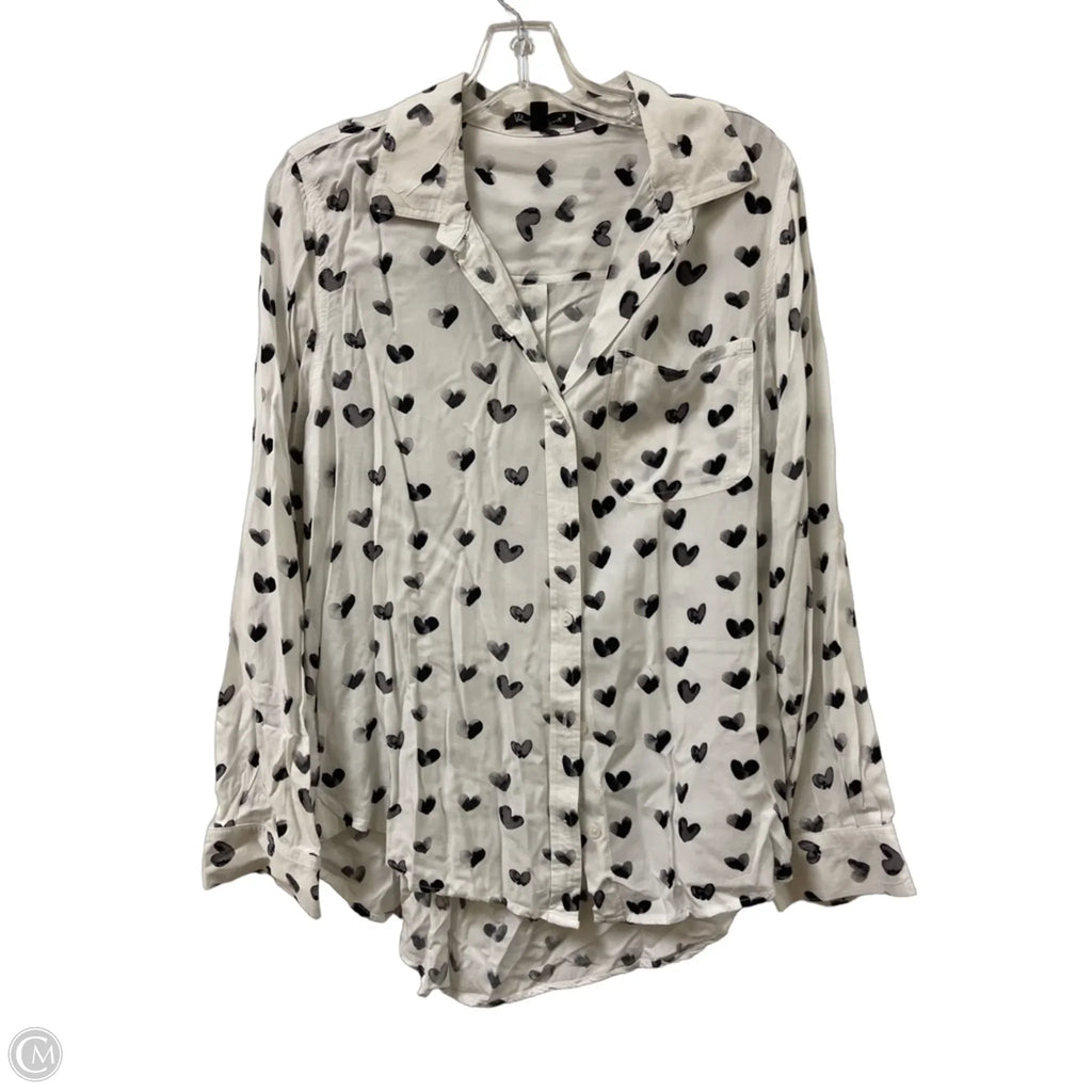 Blouse Long Sleeve By Velvet Heart In Black & White, Size: L