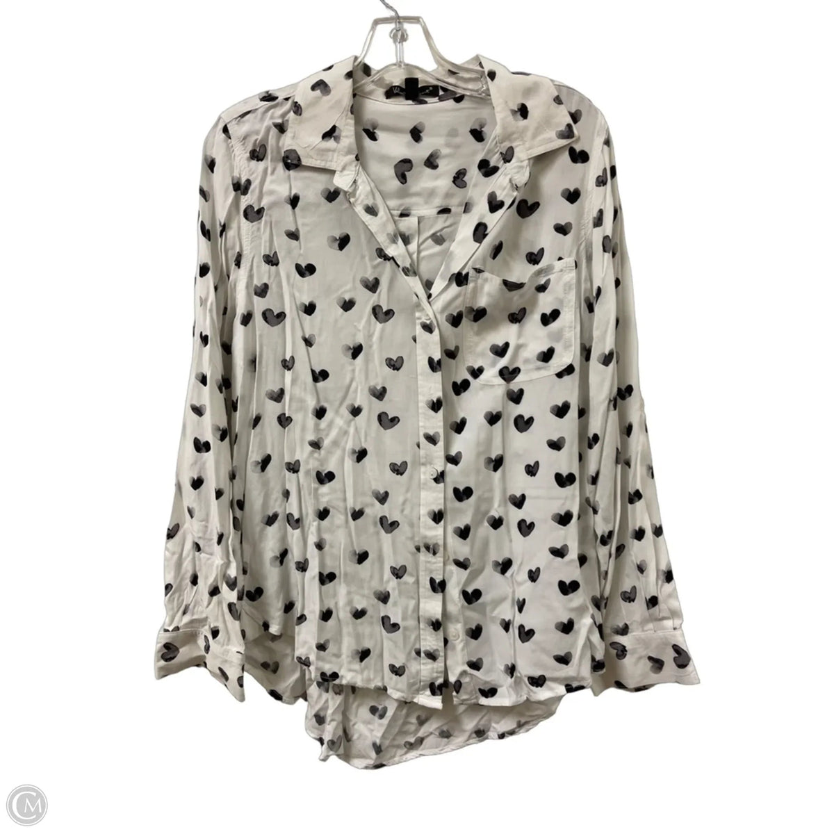 Blouse Long Sleeve By Velvet Heart In Black & White, Size: L