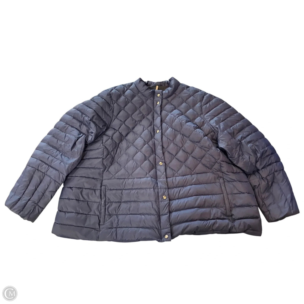 Jacket Puffer & Quilted By Lands End In Navy, Size: 3x