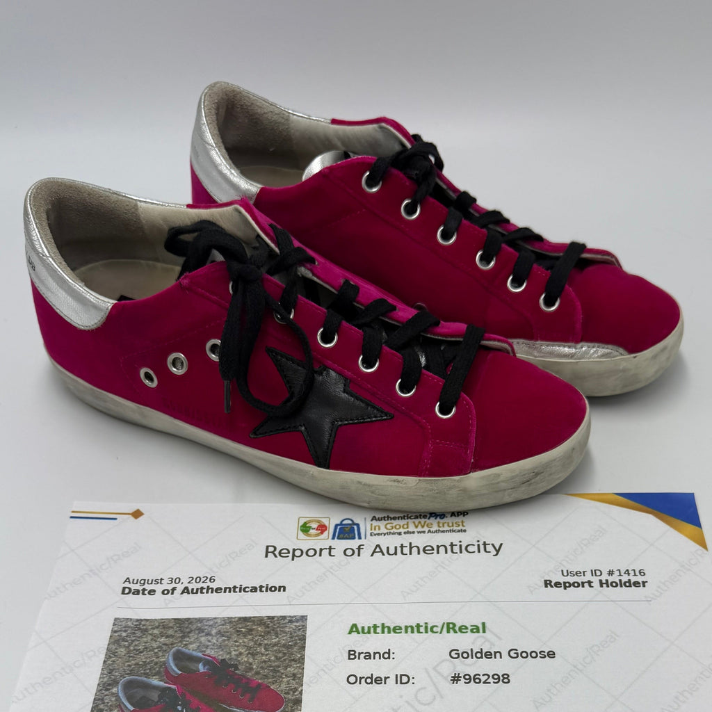 Golden Goose Superstar Trainers Luxury Shoes In Pink Velvet, Size: 9 (39)