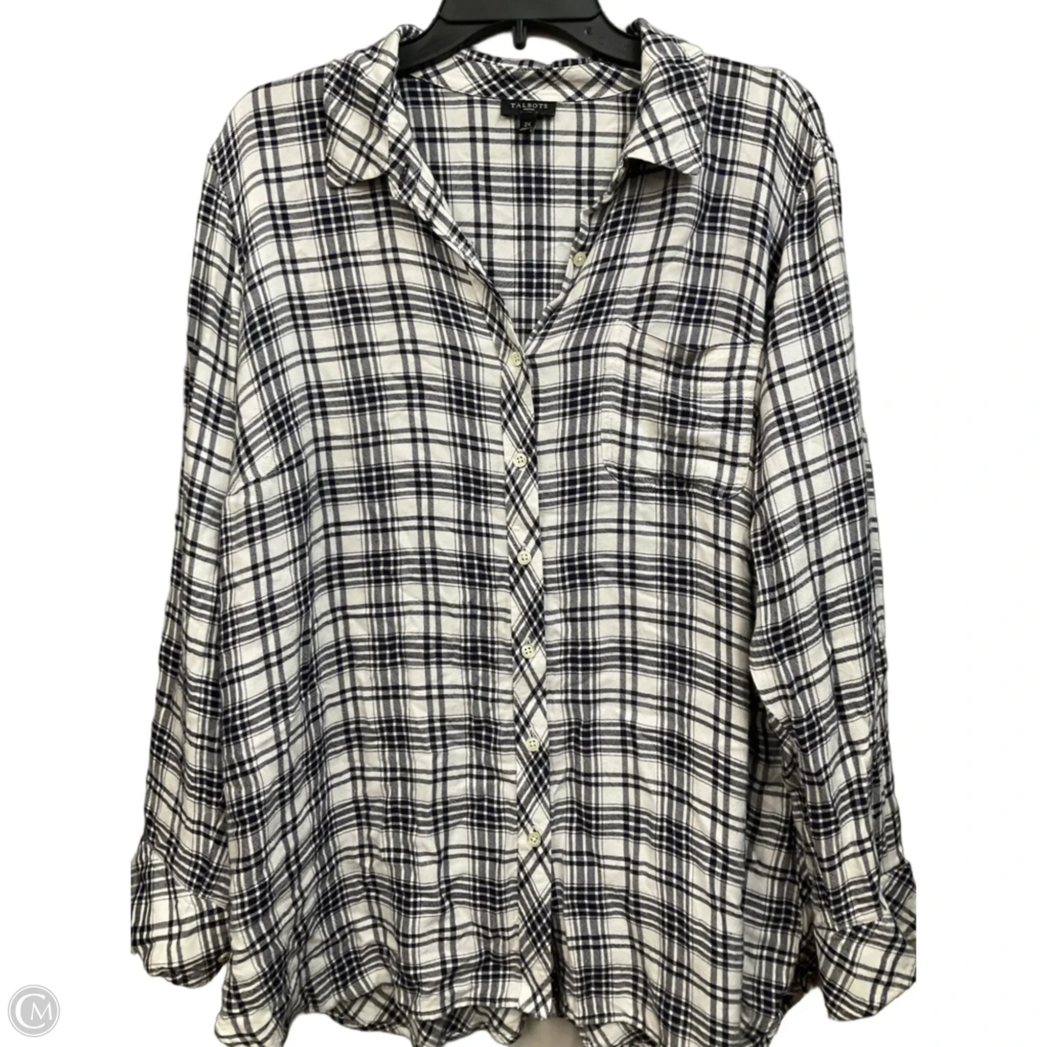 Top Long Sleeve By Talbots In Plaid Pattern, Size: 2x