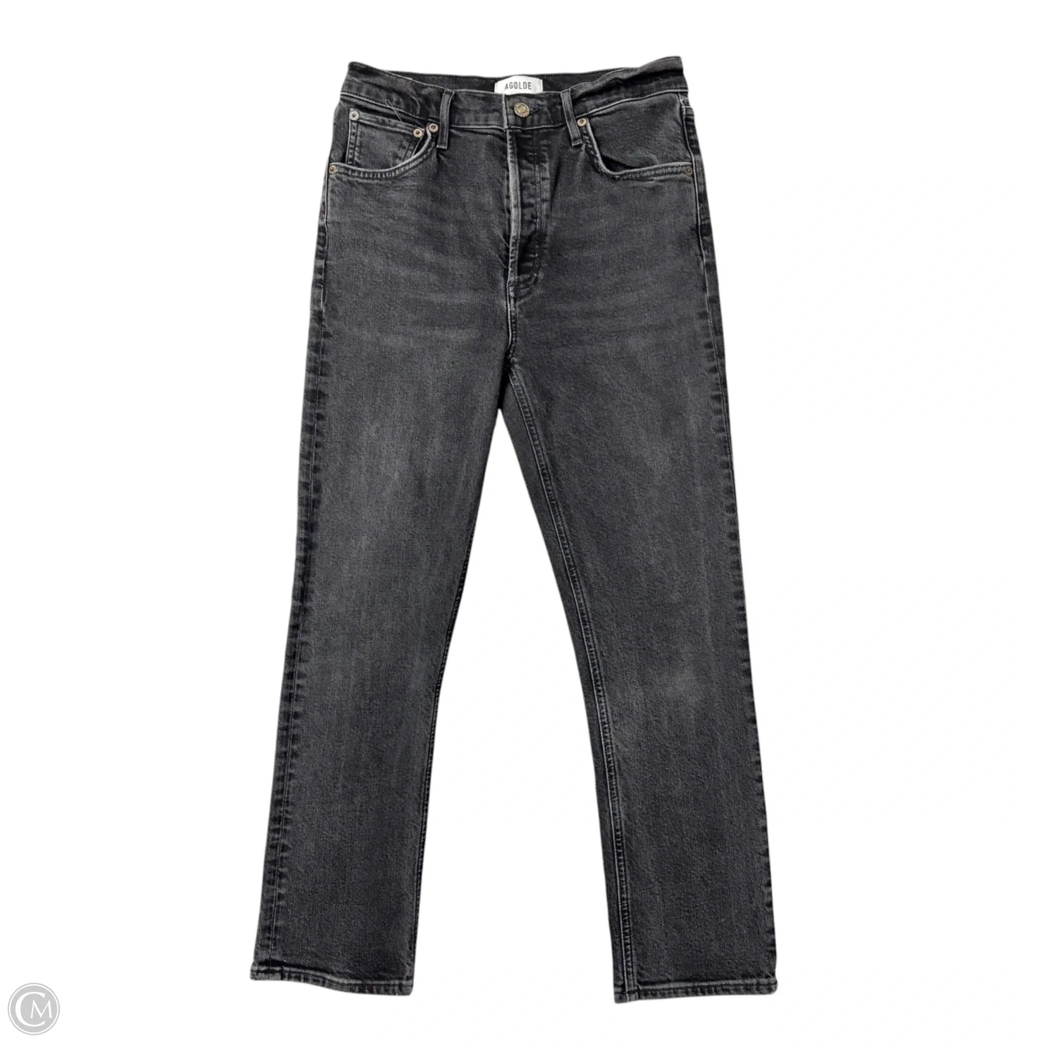 Jeans Straight By Agolde In Black Denim, Size: 4